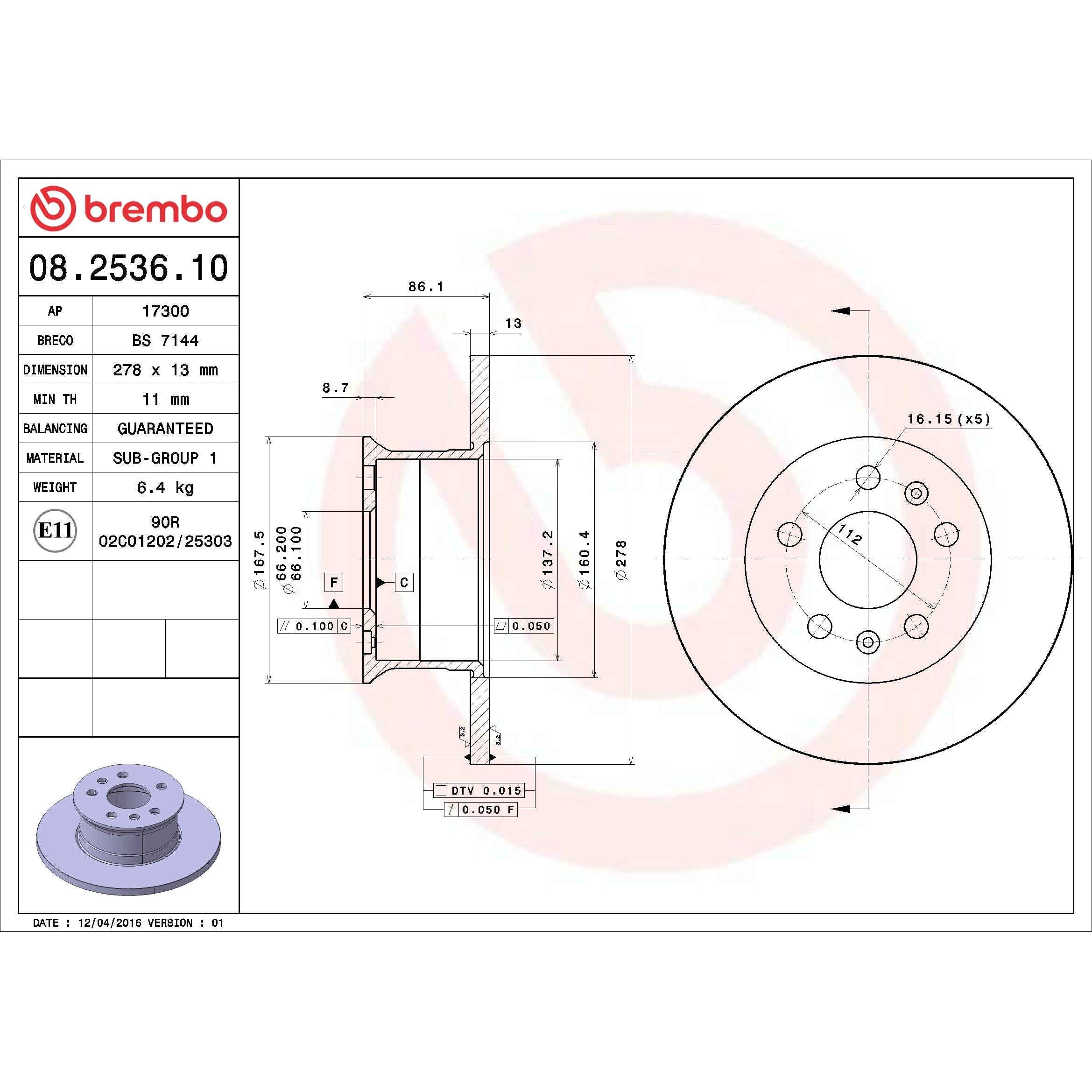 Brembo Disc Brake Rotor 08.2536.10