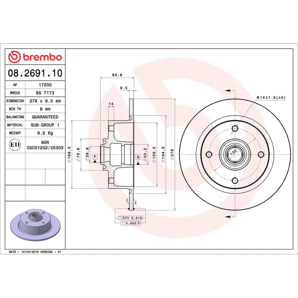 Brembo Disc Brake Rotor 08.2691.10