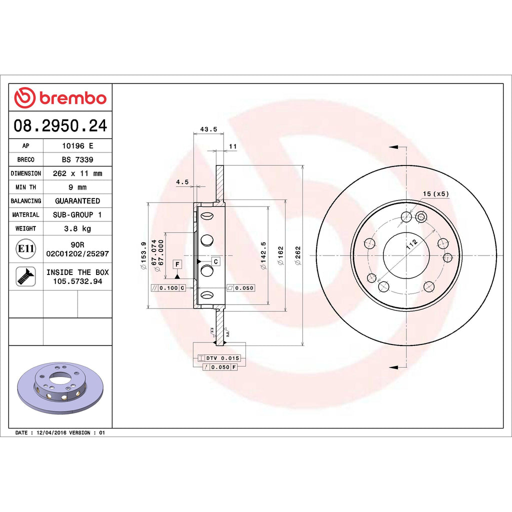 Brembo Disc Brake Rotor 08.2950.24