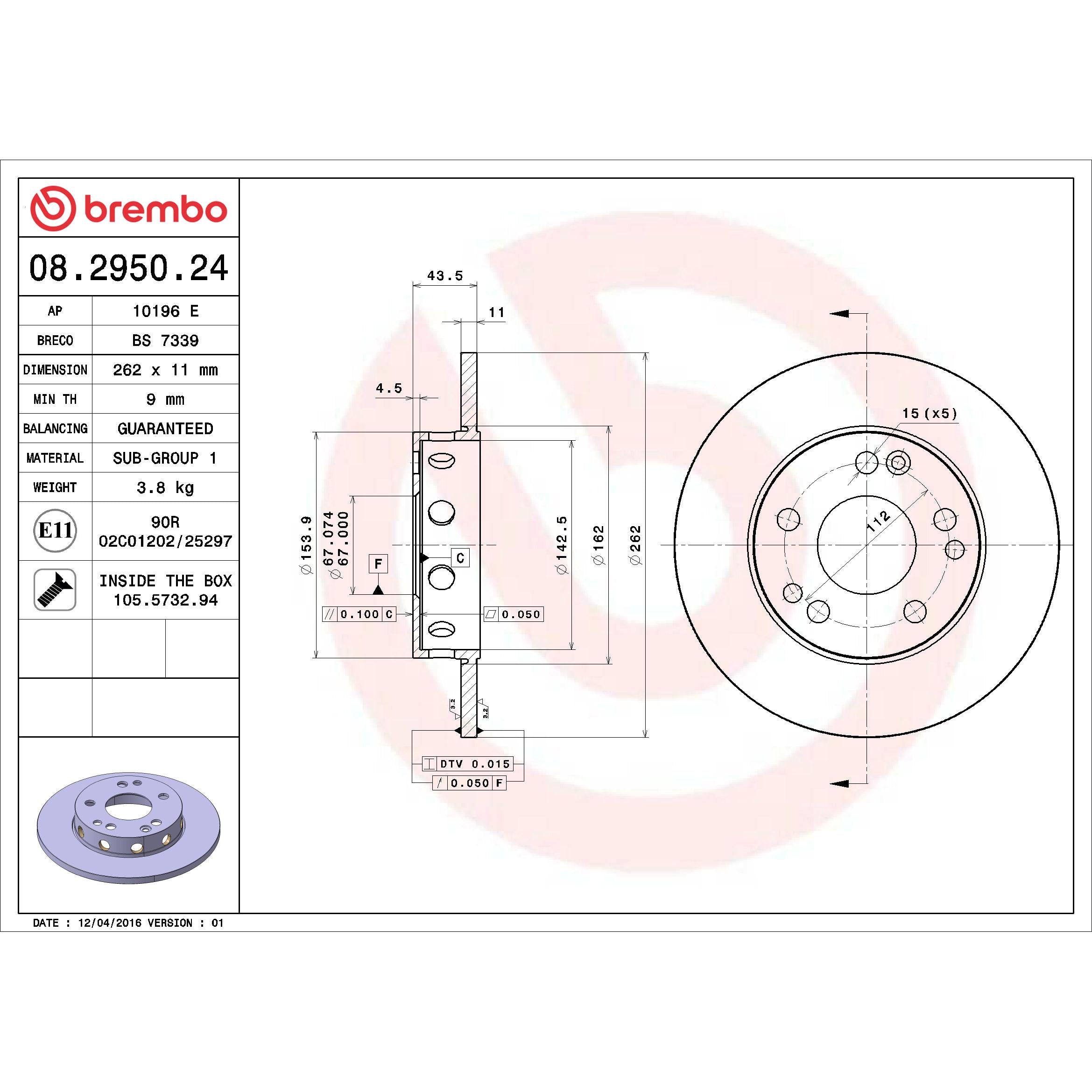 Brembo Disc Brake Rotor 08.2950.24