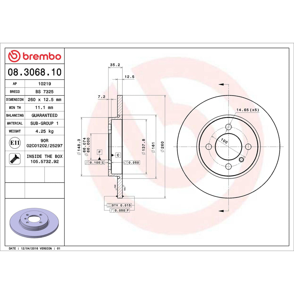 Brembo Disc Brake Rotor 08.3068.10