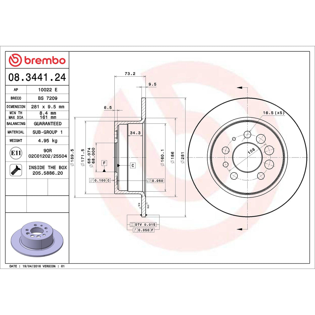Brembo Disc Brake Rotor 08.3441.24