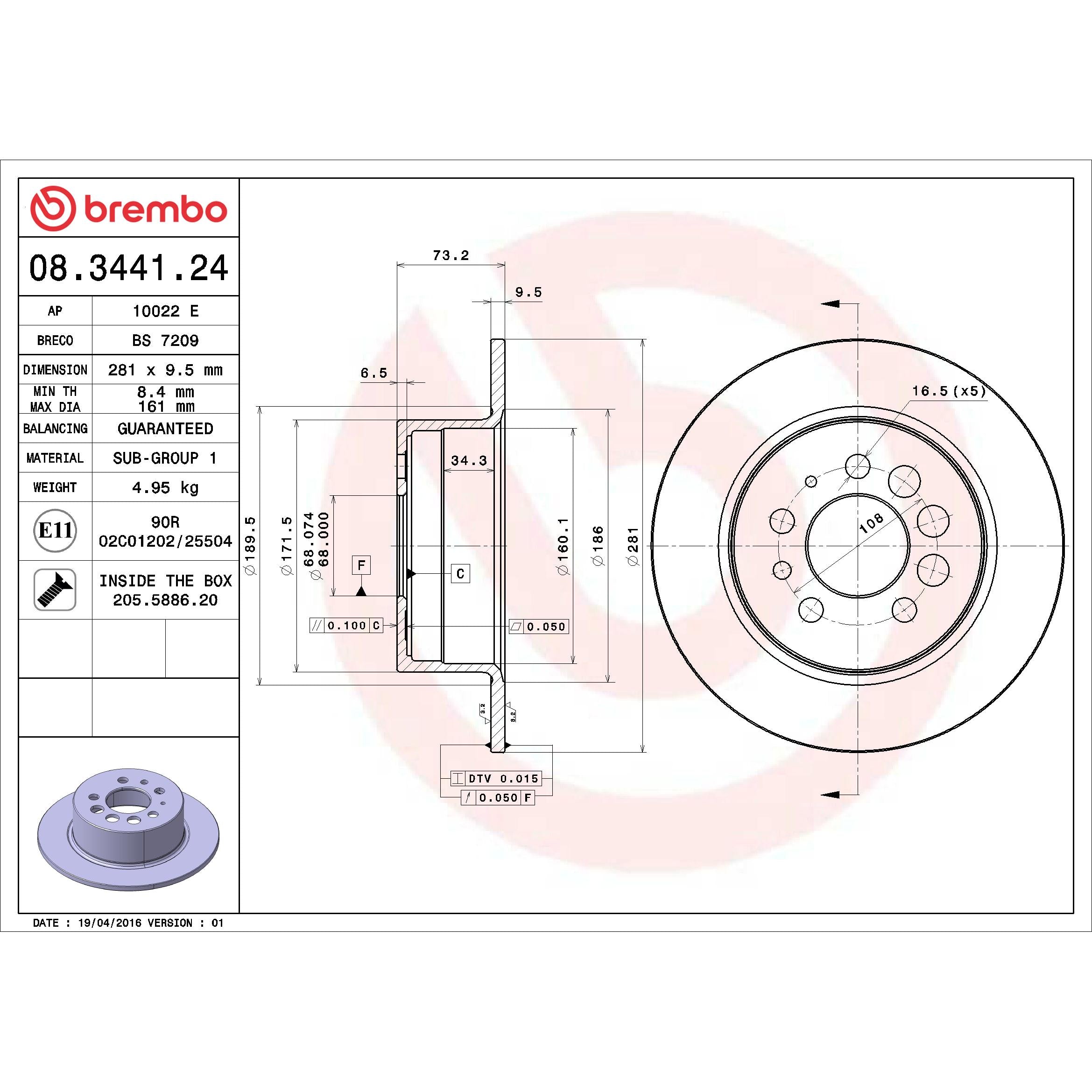 Brembo Disc Brake Rotor 08.3441.24