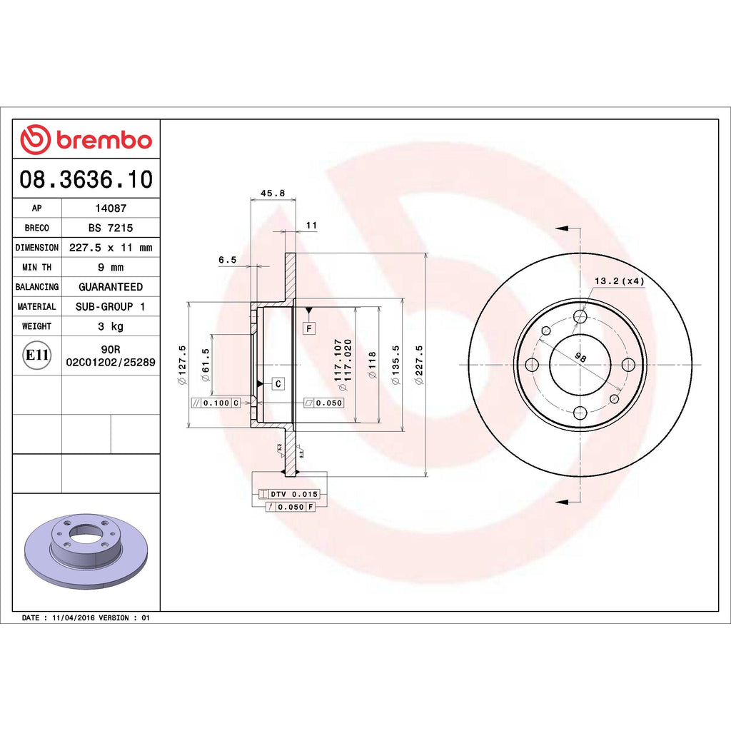 Brembo Disc Brake Rotor 08.3636.10