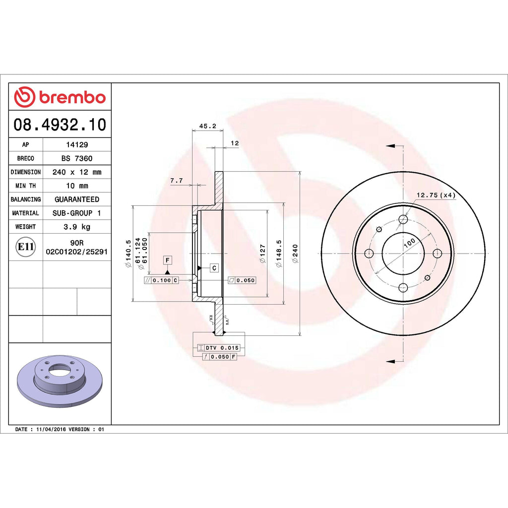 Brembo Disc Brake Rotor 08.4932.10