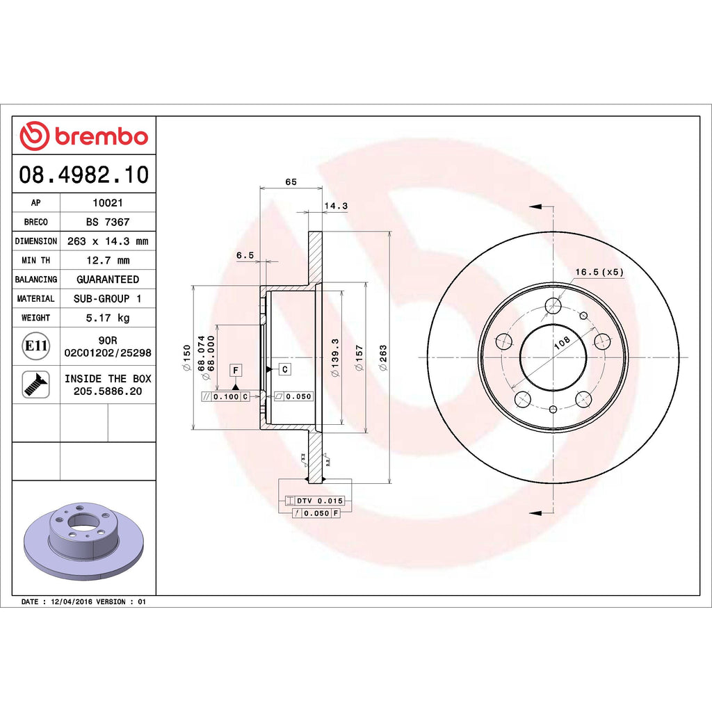 Brembo Disc Brake Rotor 08.4982.10