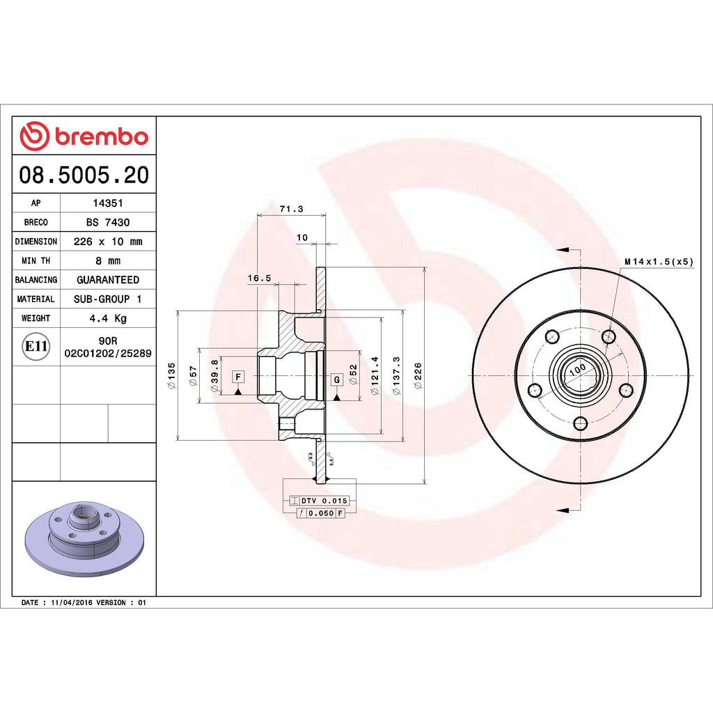Brembo Disc Brake Rotor 08.5005.20