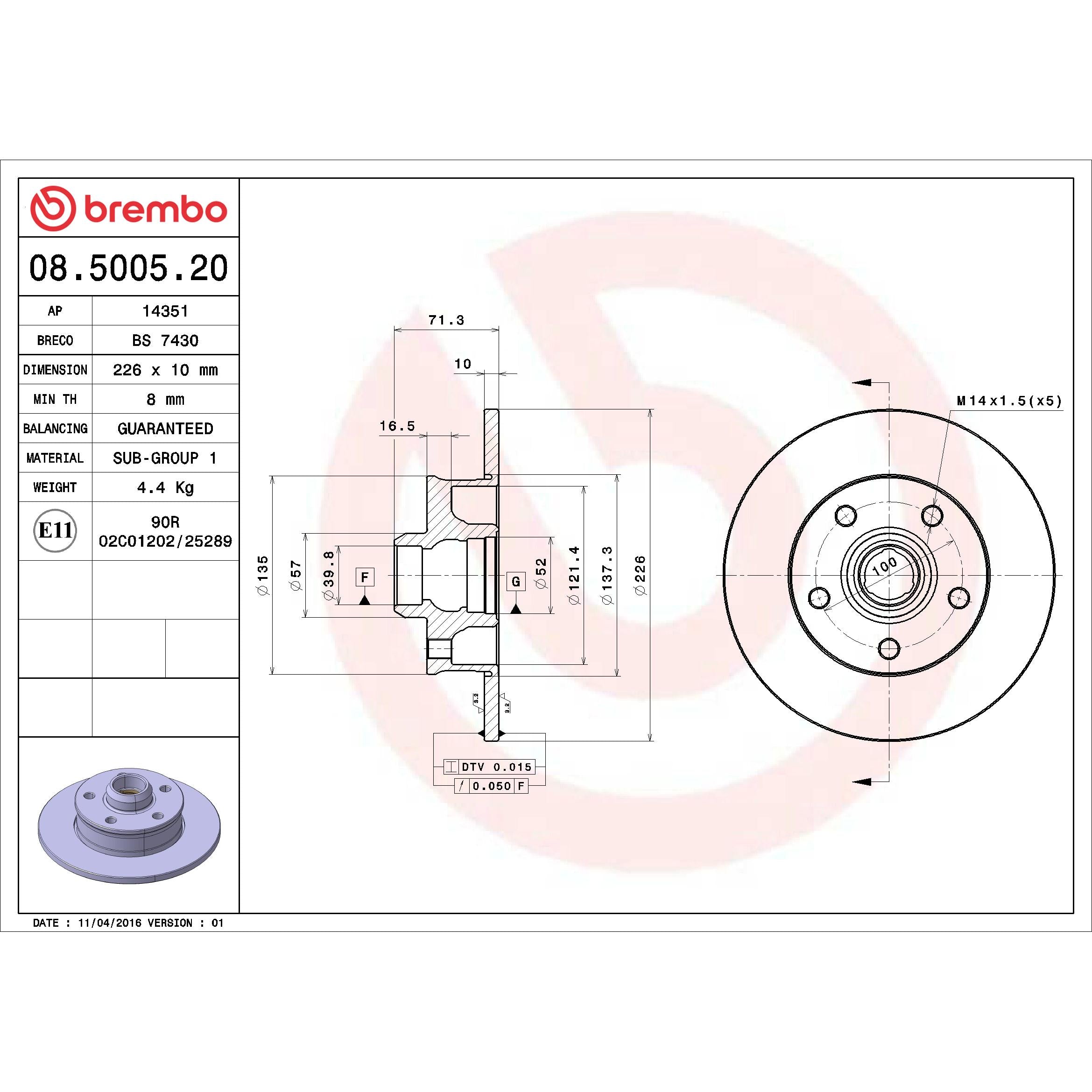 Brembo Disc Brake Rotor 08.5005.20