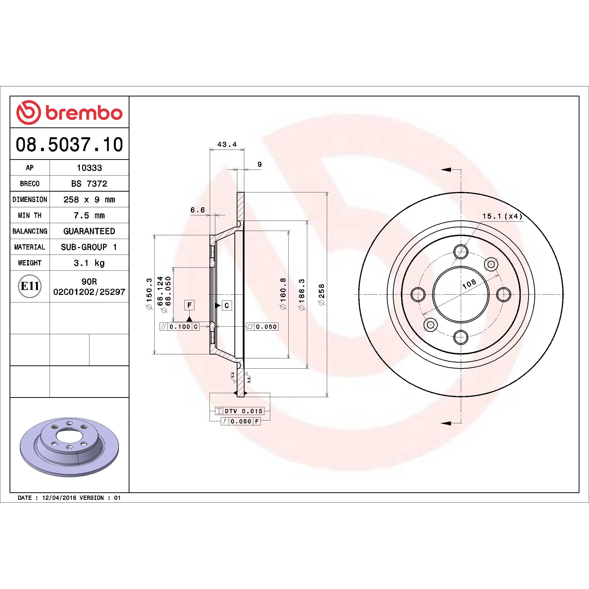 Brembo Disc Brake Rotor 08.5037.10