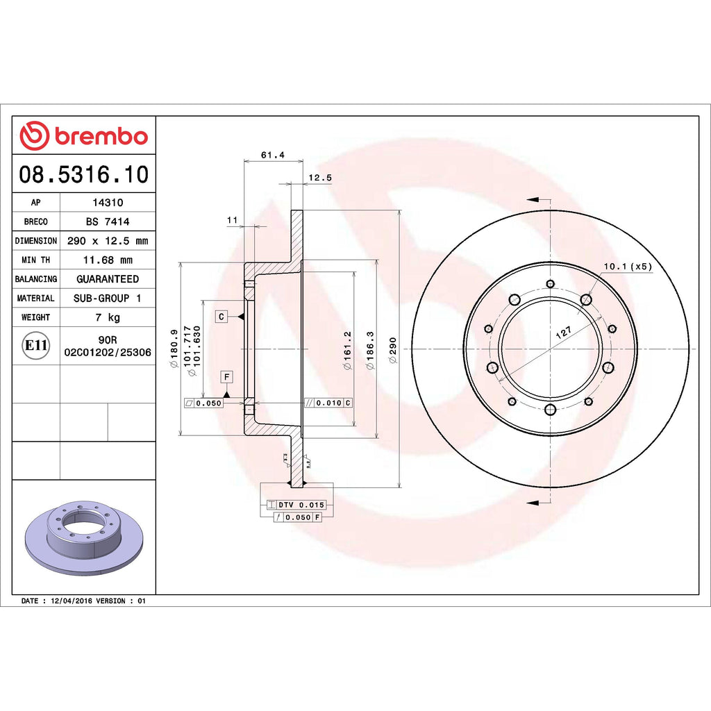 Brembo Disc Brake Rotor 08.5316.10