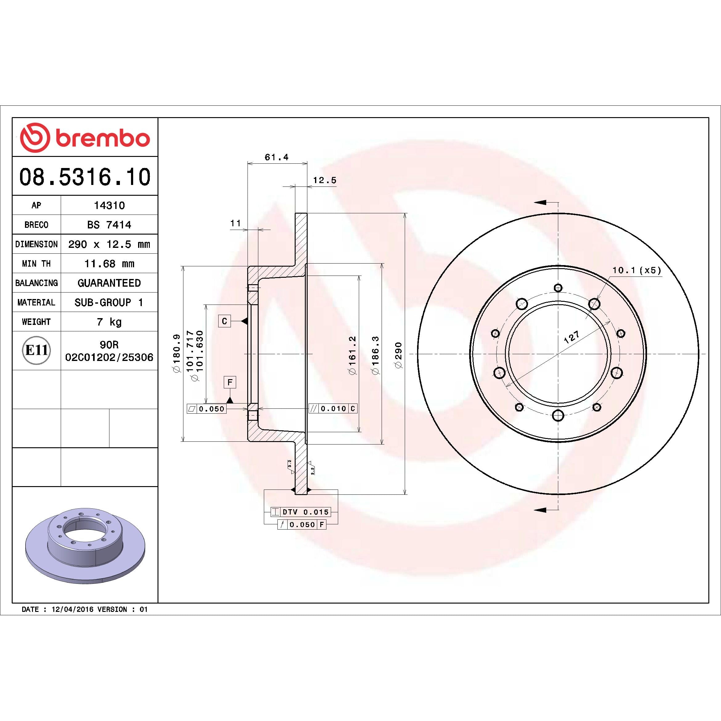 Brembo Disc Brake Rotor 08.5316.10