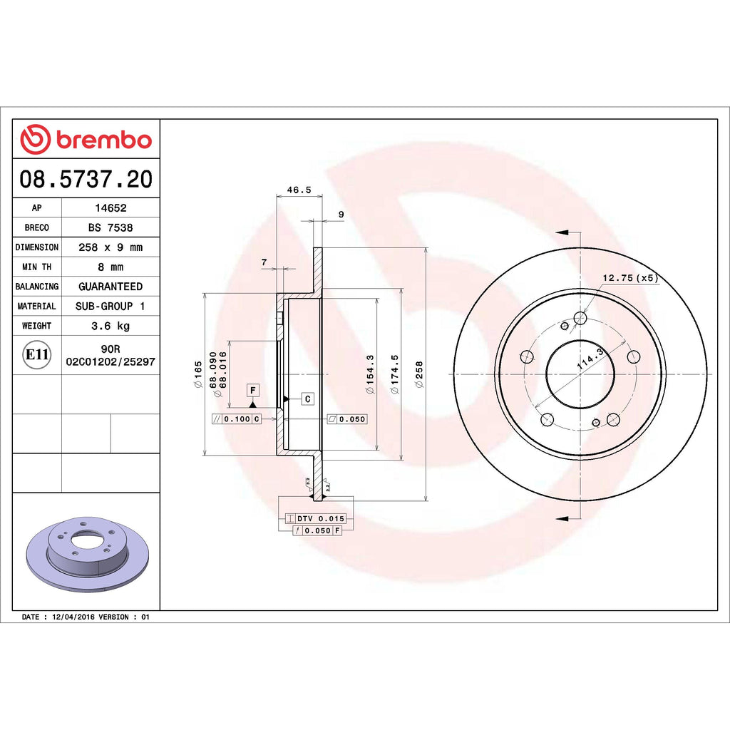 Brembo Disc Brake Rotor 08.5737.20