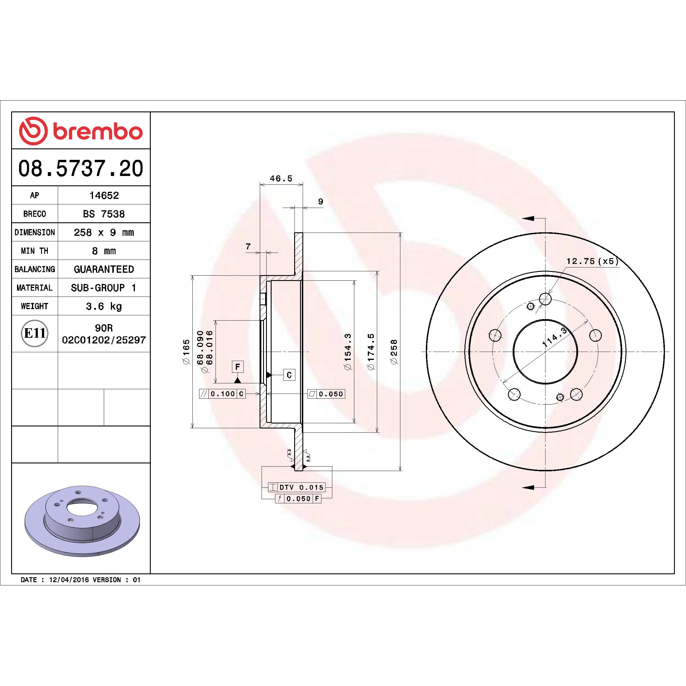 Brembo Disc Brake Rotor 08.5737.20