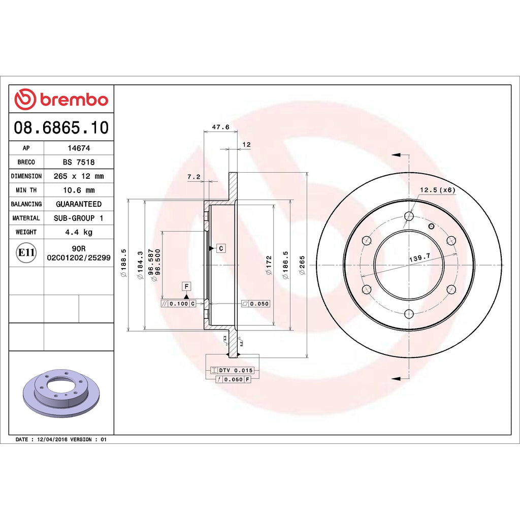 Brembo Disc Brake Rotor 08.6865.10