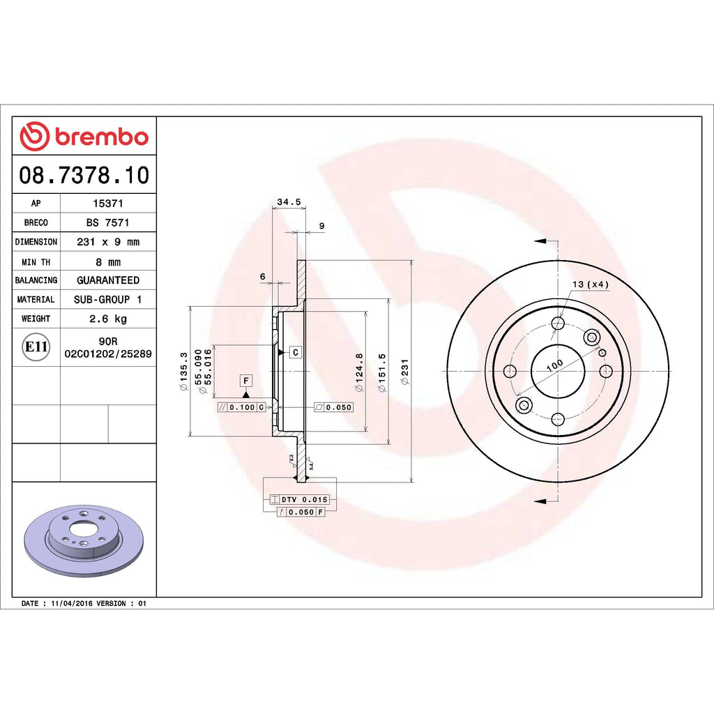 Brembo Disc Brake Rotor 08.7378.10