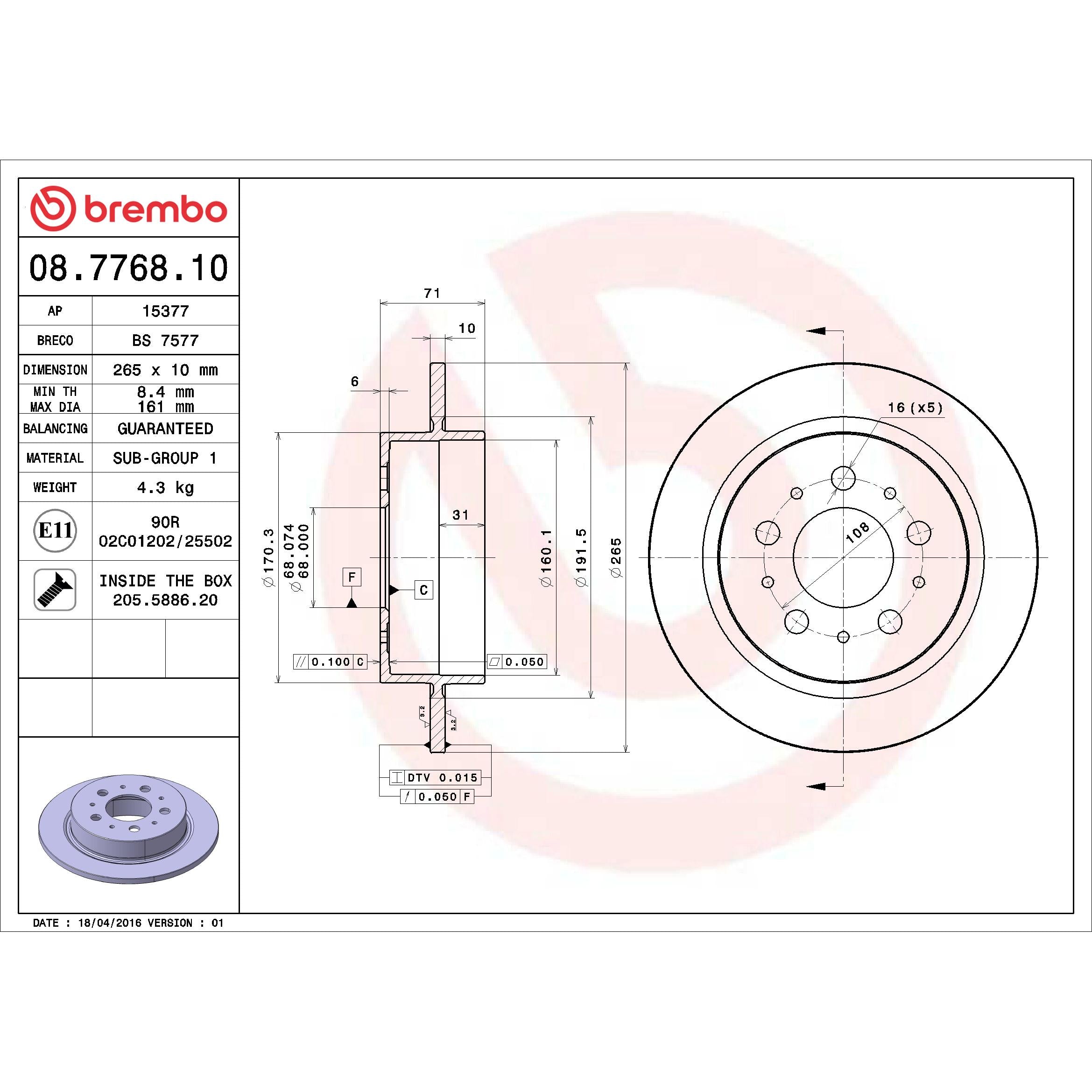 Brembo Disc Brake Rotor 08.7768.10