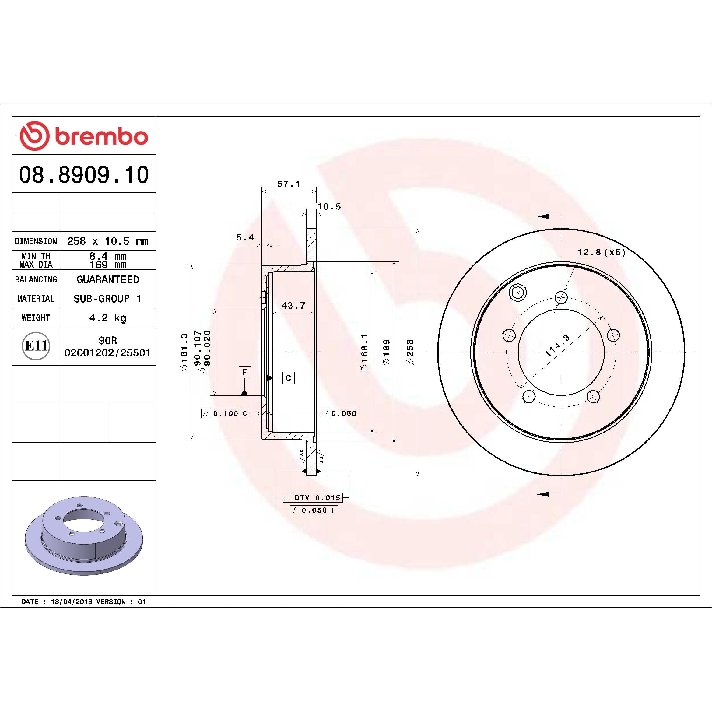 Brembo Disc Brake Rotor 08.8909.10