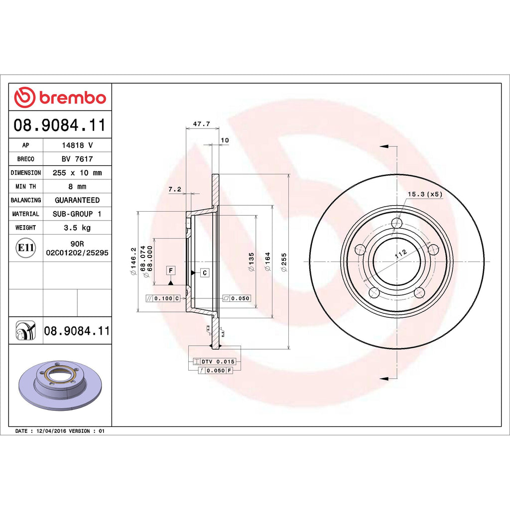 Brembo Disc Brake Rotor 08.9084.11
