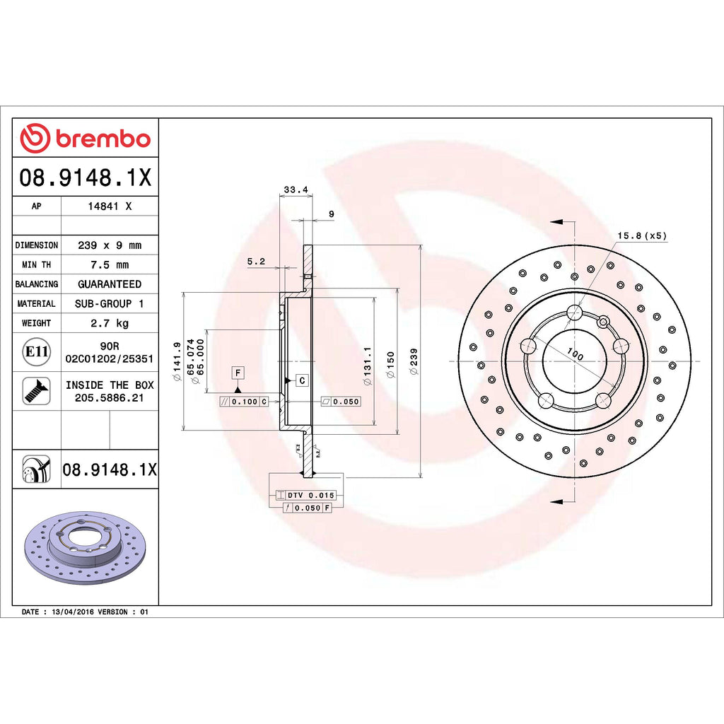 Brembo Disc Brake Rotor 08.9148.1X
