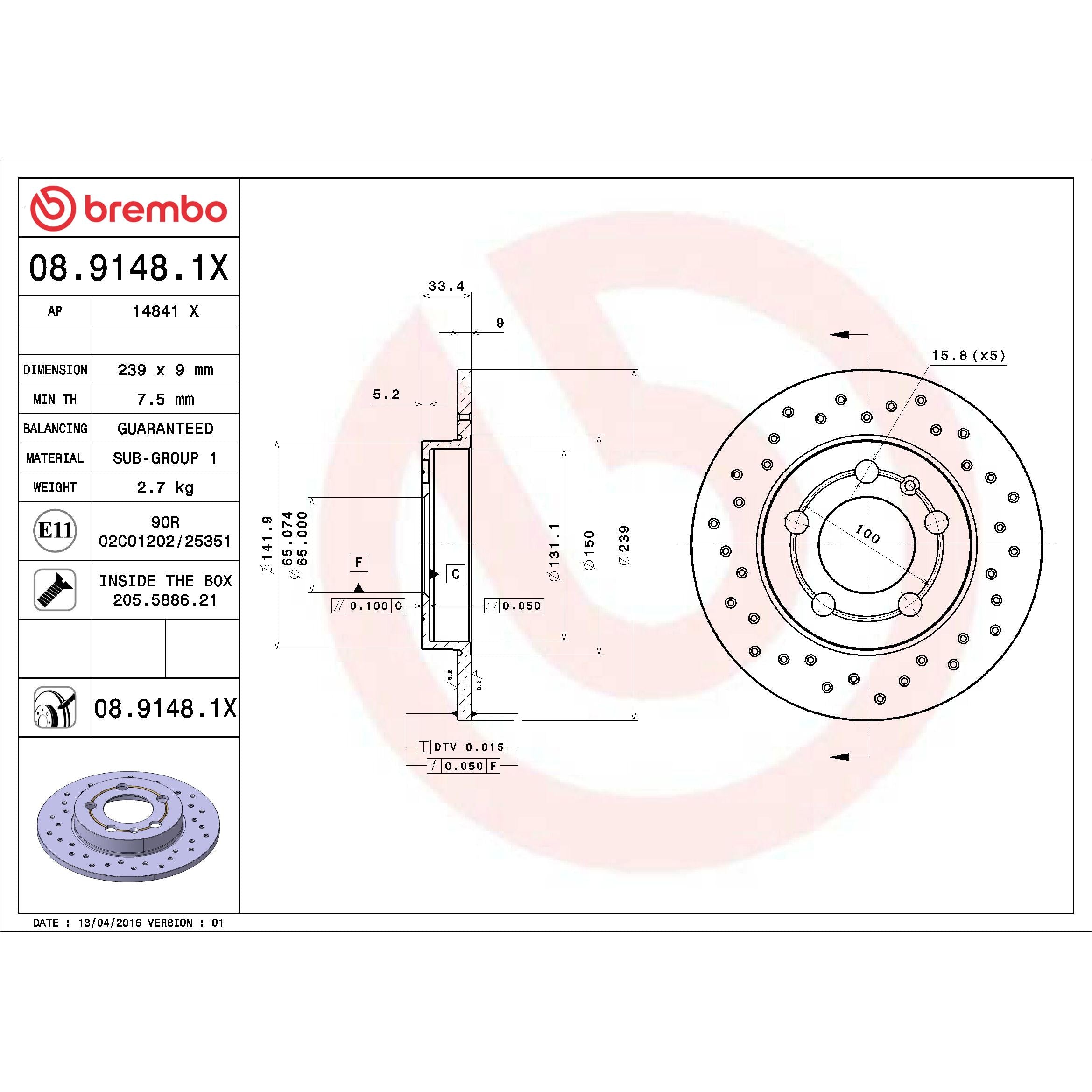 Brembo Disc Brake Rotor 08.9148.1X