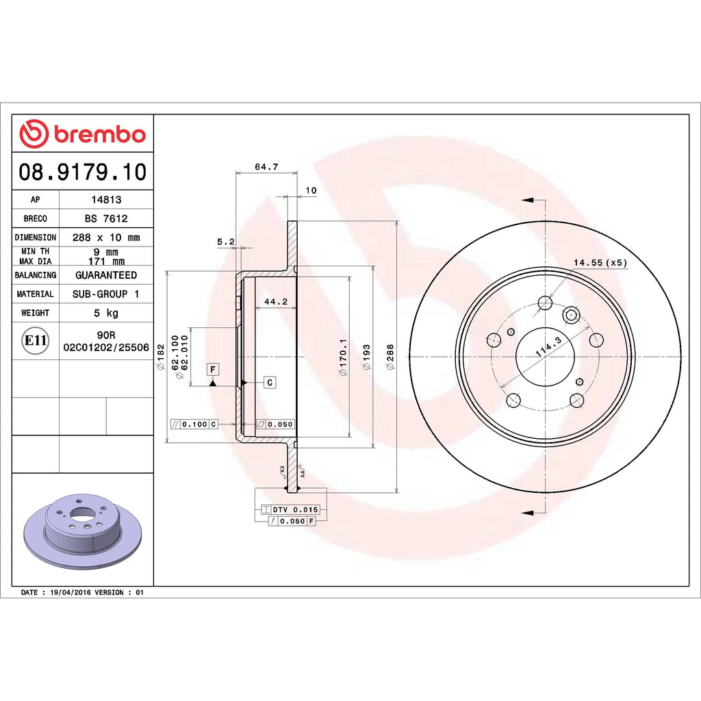 Brembo Disc Brake Rotor 08.9179.10