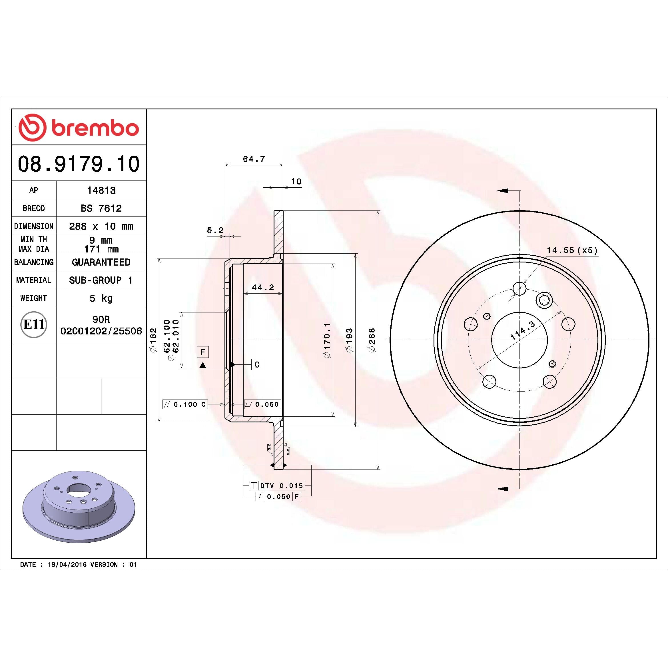Brembo Disc Brake Rotor 08.9179.10