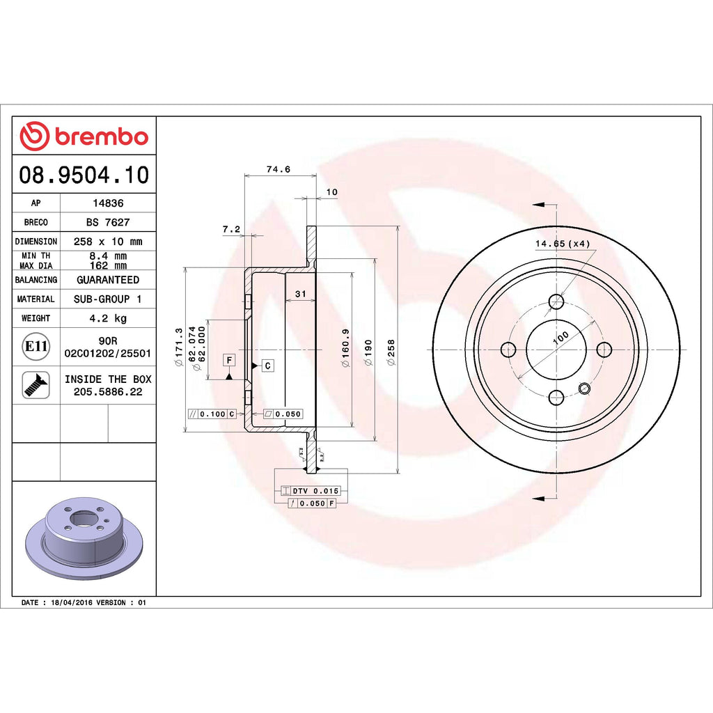 Brembo Disc Brake Rotor 08.9504.10
