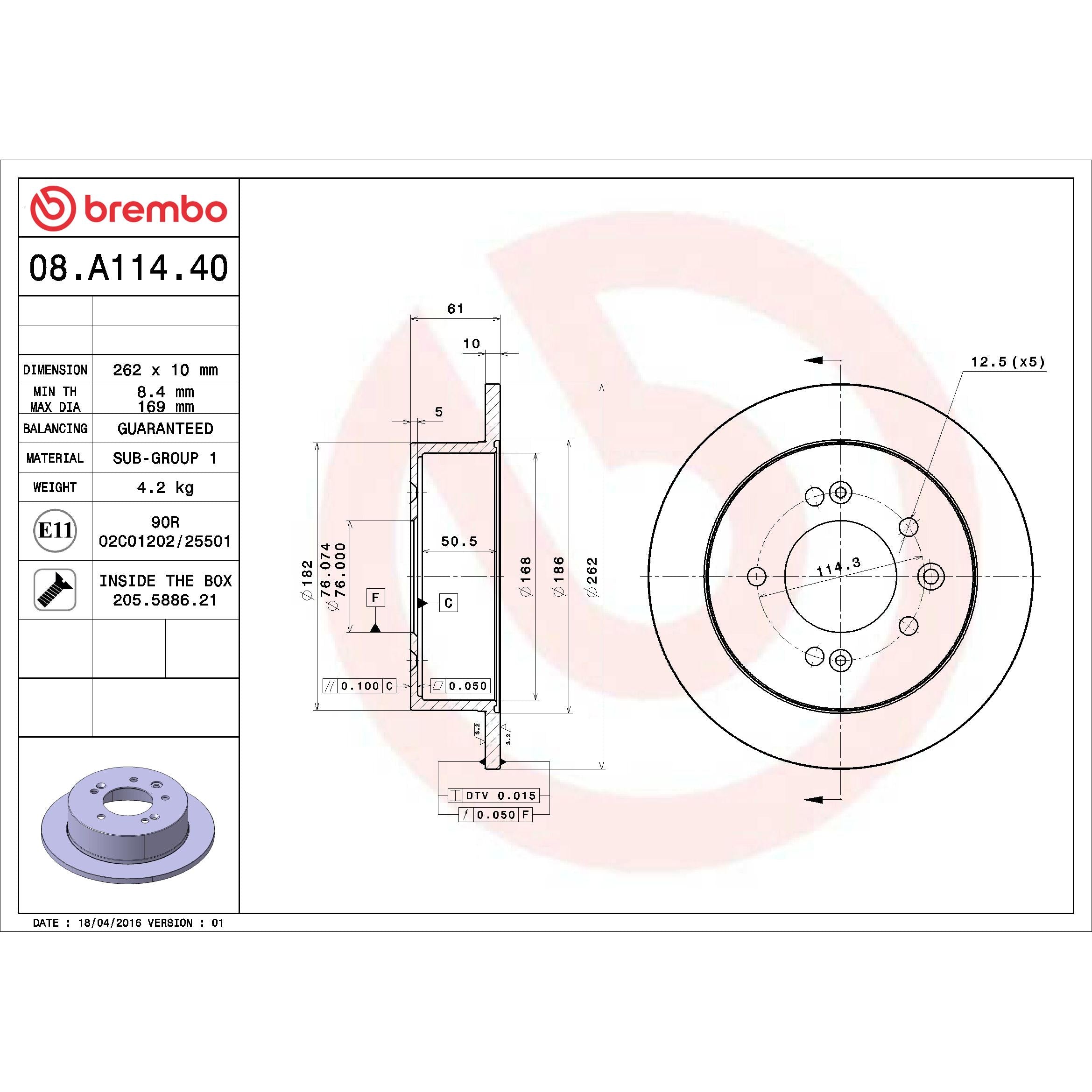 Brembo Disc Brake Rotor 08.A114.40