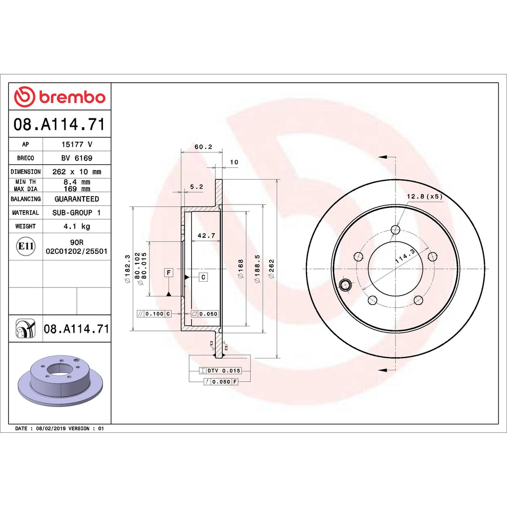 Brembo Disc Brake Rotor 08.A114.71