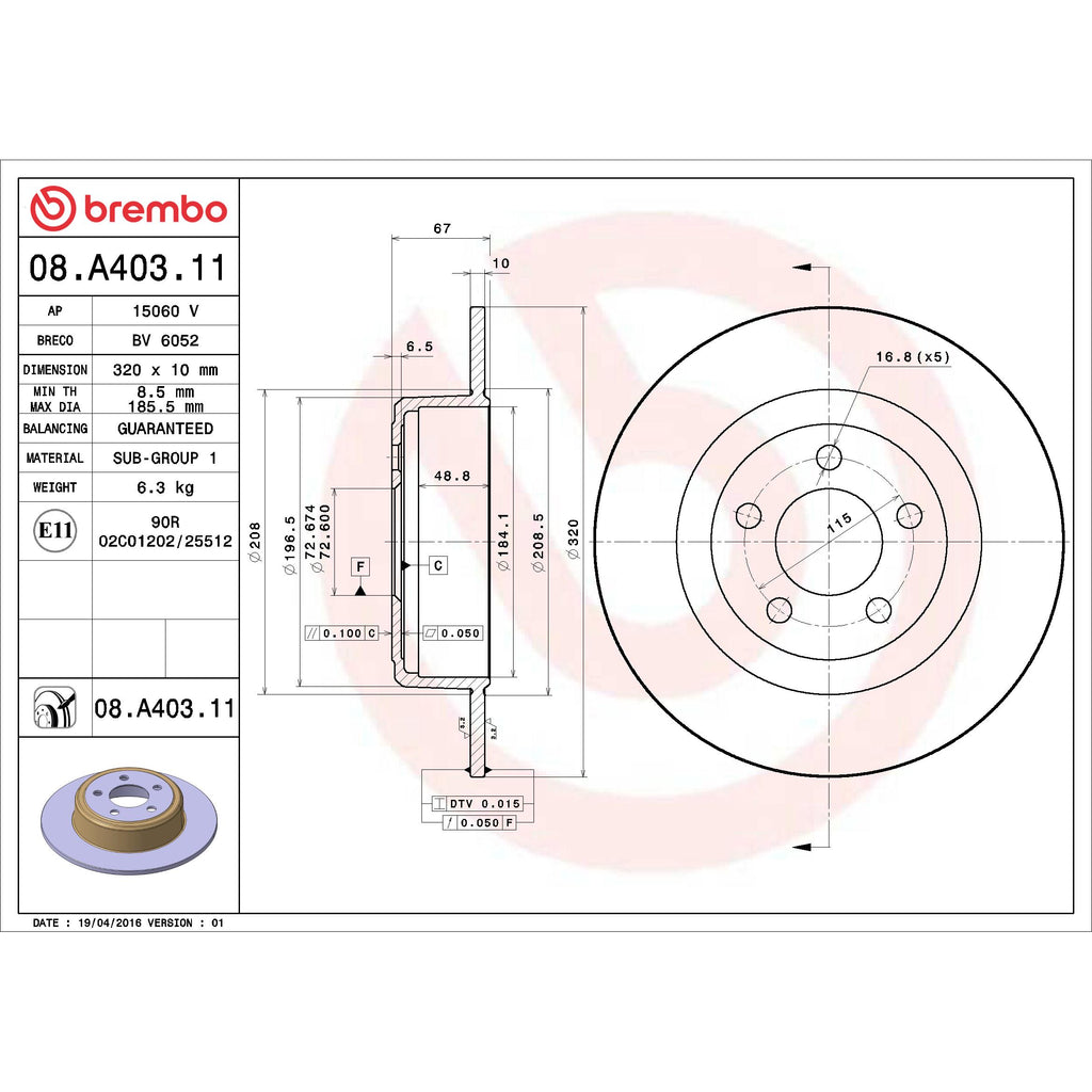 Brembo Disc Brake Rotor 08.A403.11