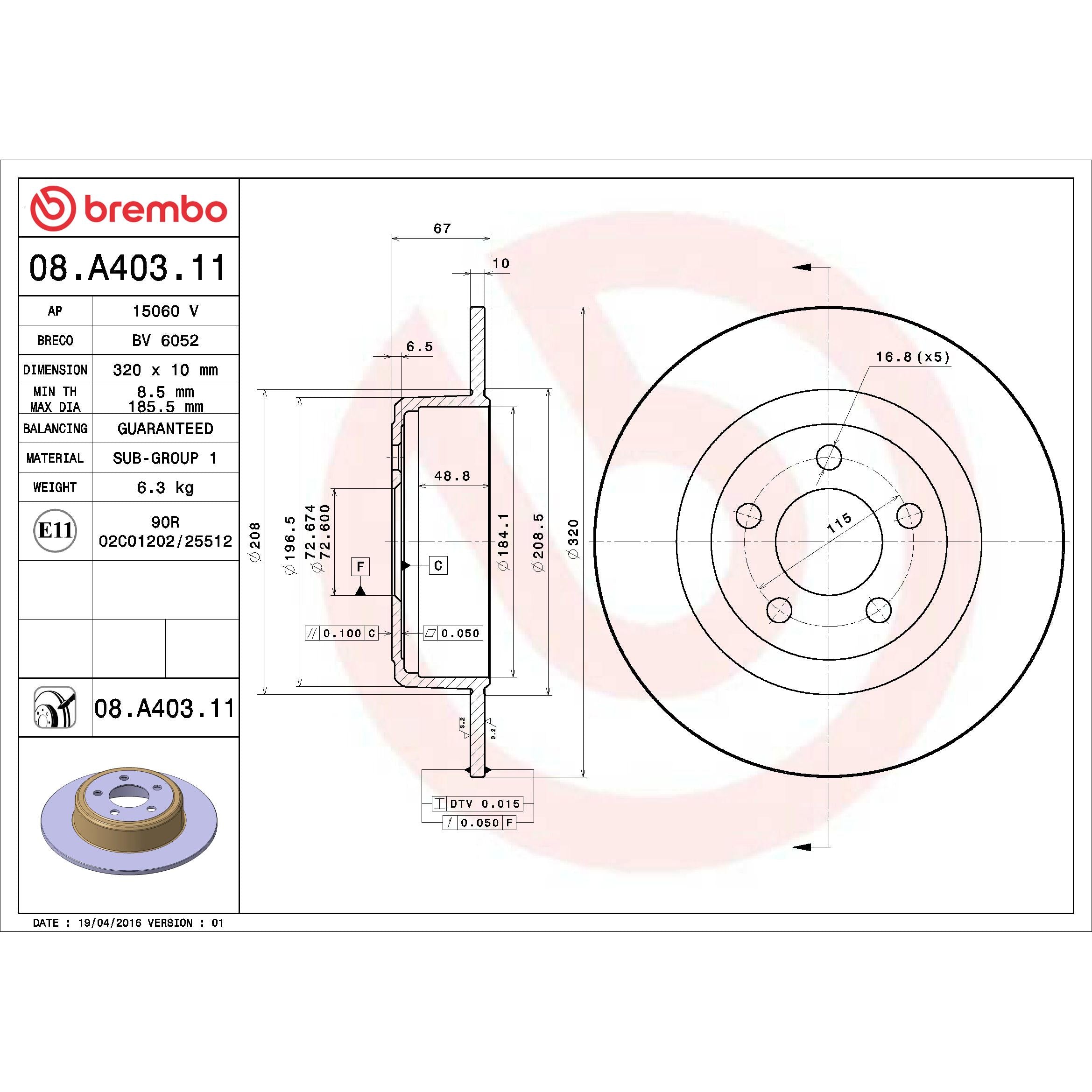 Brembo Disc Brake Rotor 08.A403.11