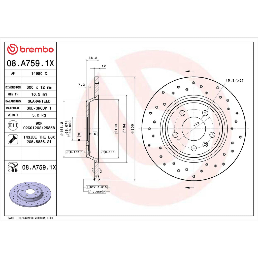 Brembo Disc Brake Rotor 08.A759.1X