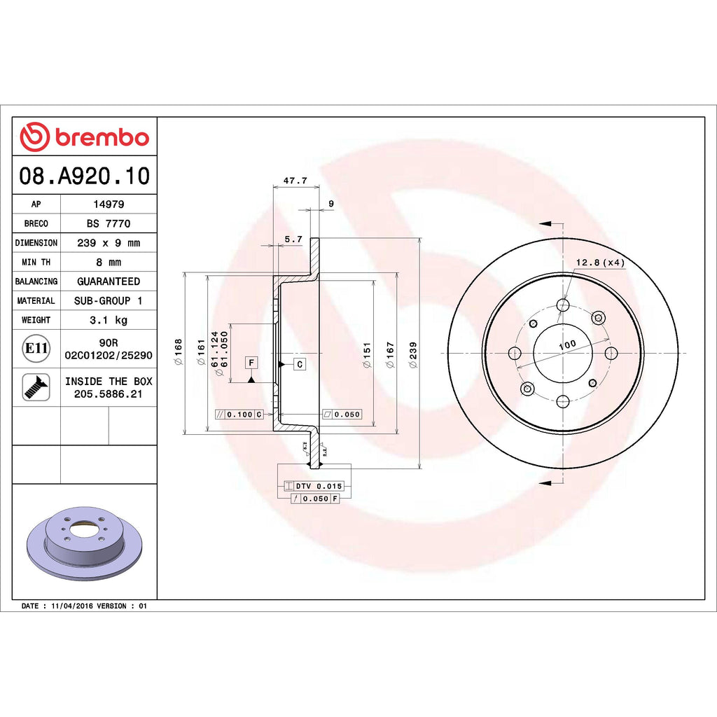 Brembo Disc Brake Rotor 08.A920.10