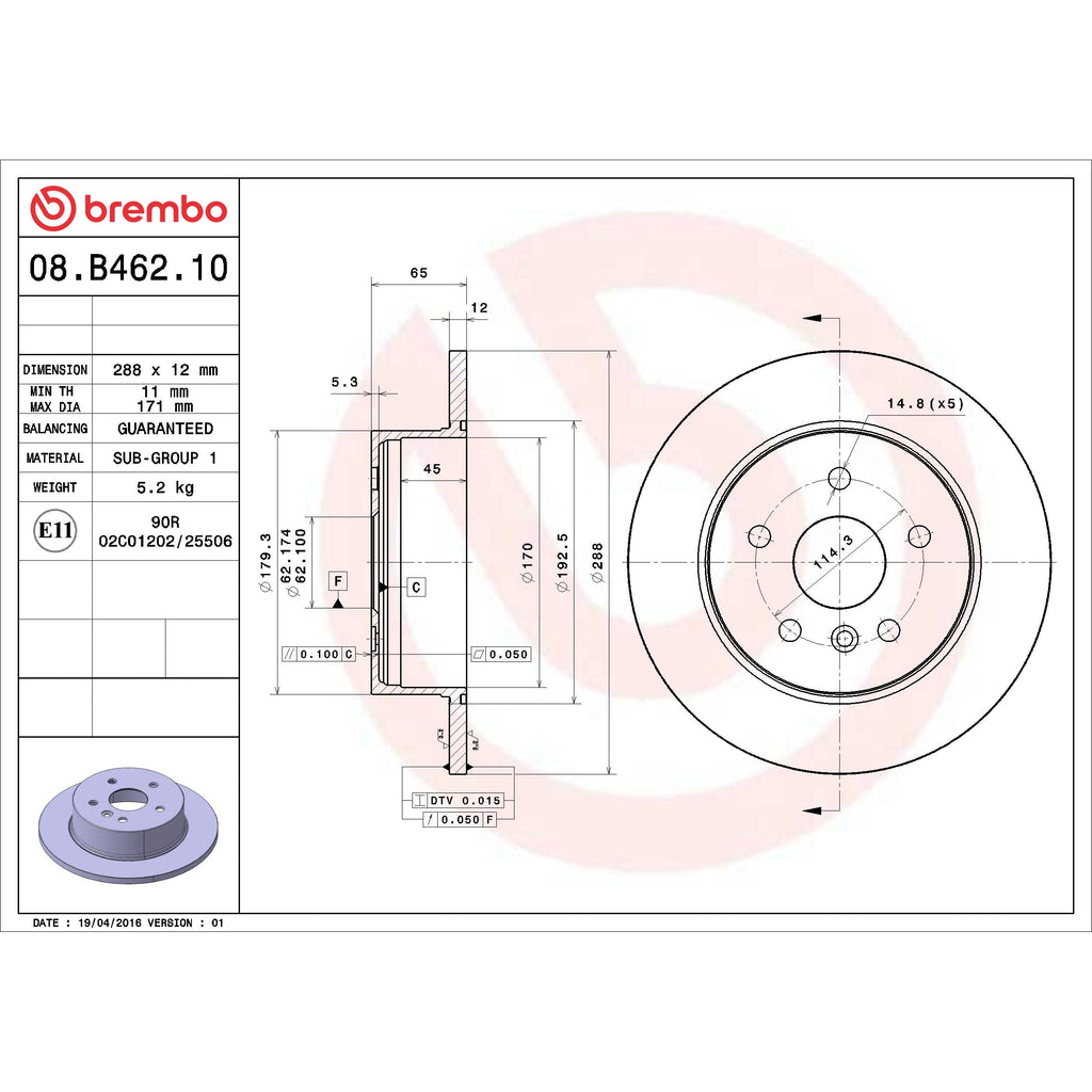 Brembo Disc Brake Rotor 08.B462.10