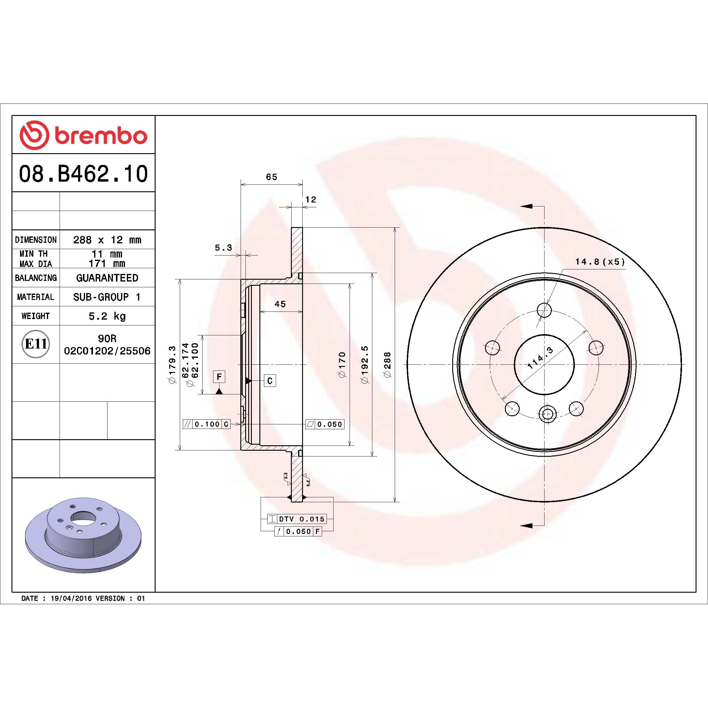 Brembo Disc Brake Rotor 08.B462.10