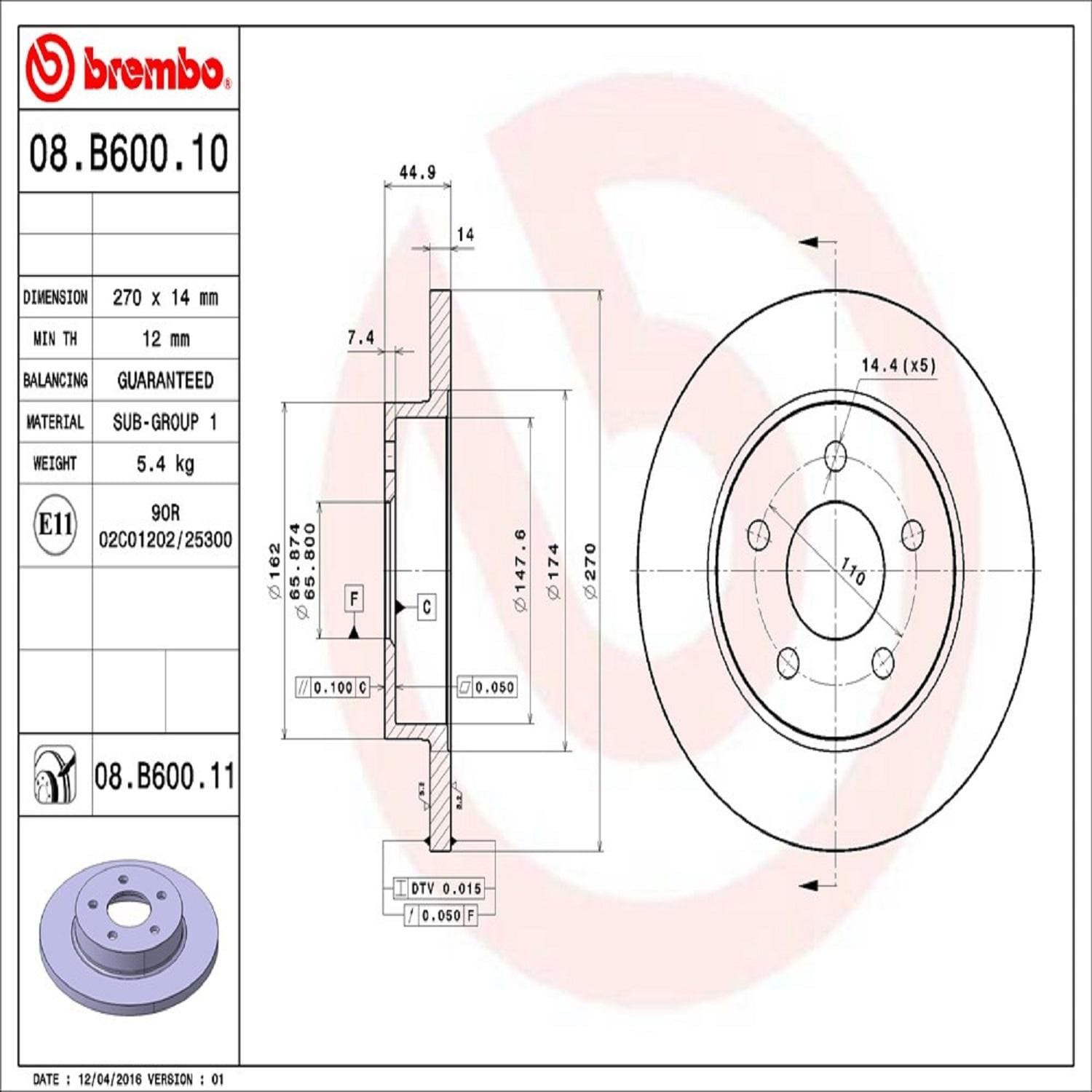 Brembo Disc Brake Rotor 08.B600.11