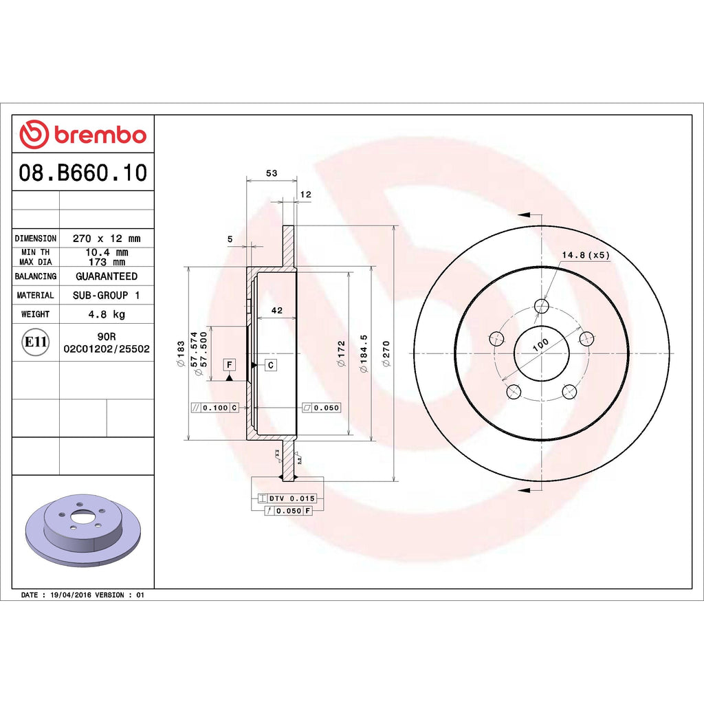 Brembo Disc Brake Rotor 08.B660.10