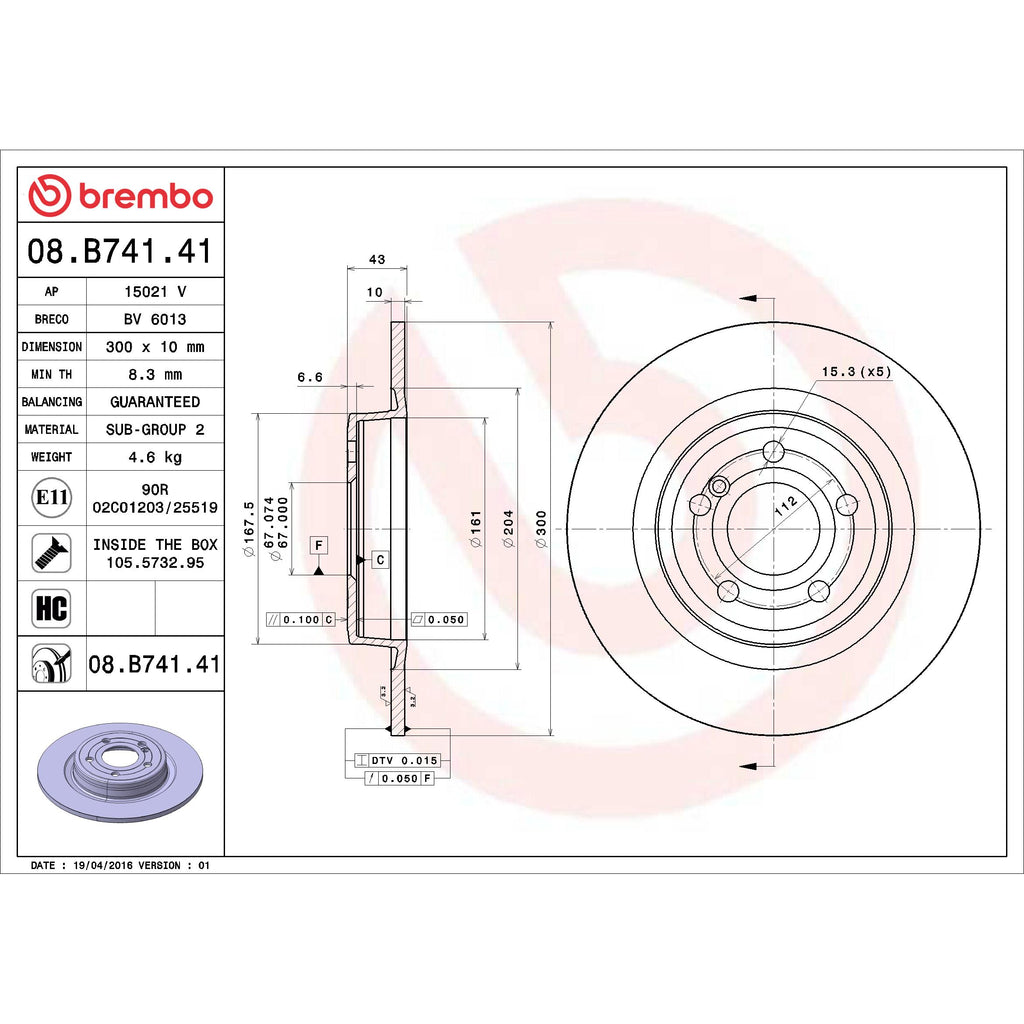 Brembo Disc Brake Rotor 08.B741.41