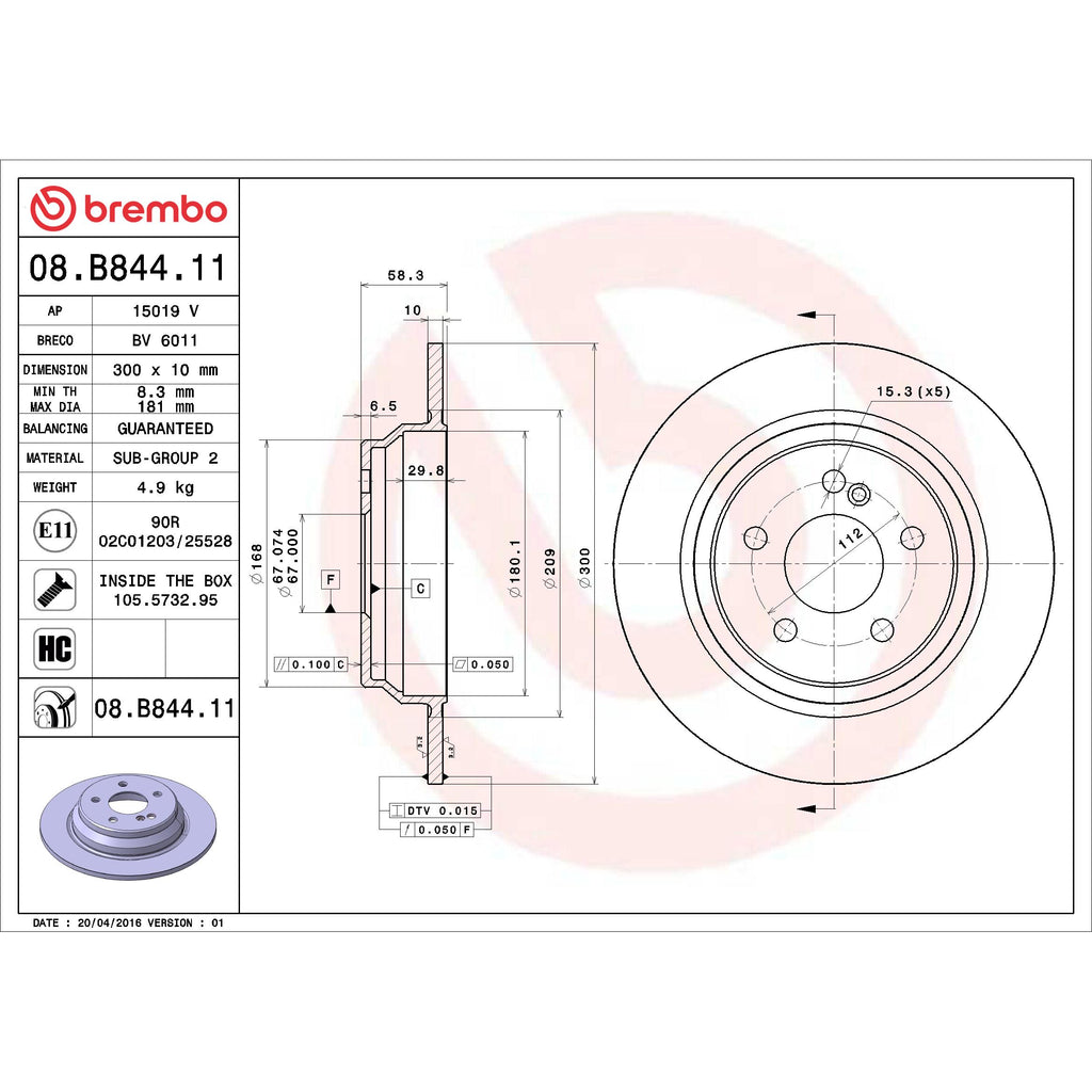 Brembo Disc Brake Rotor 08.B844.11