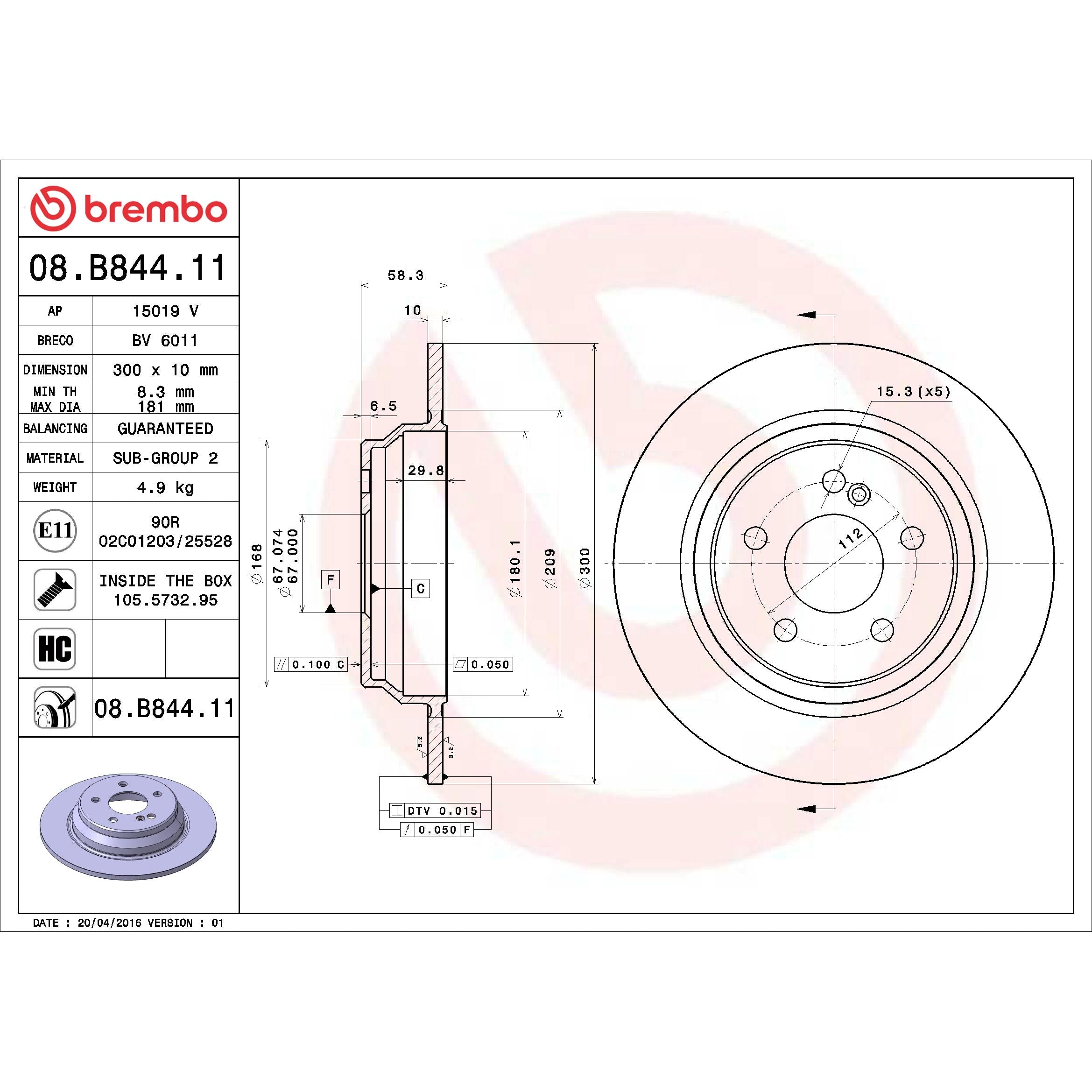 Brembo Disc Brake Rotor 08.B844.11