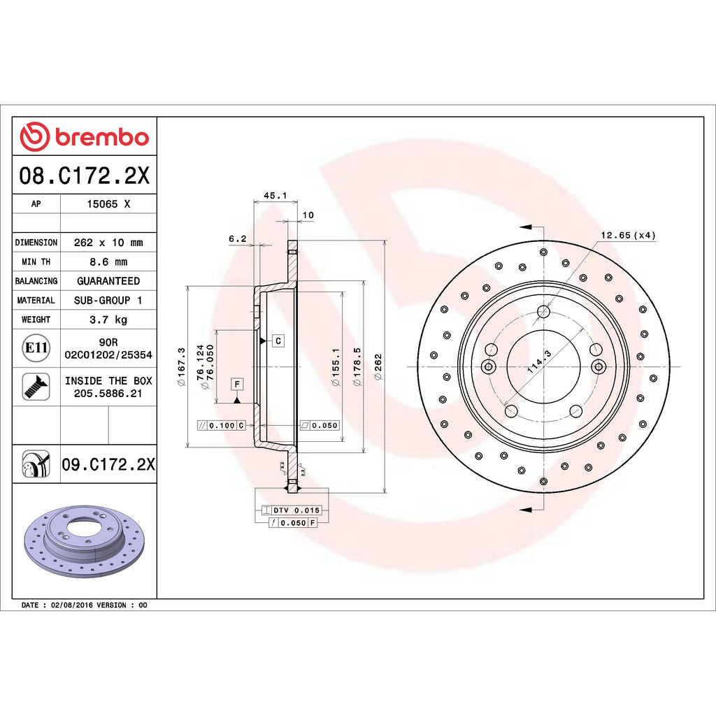 Brembo Disc Brake Rotor 08.C172.2X