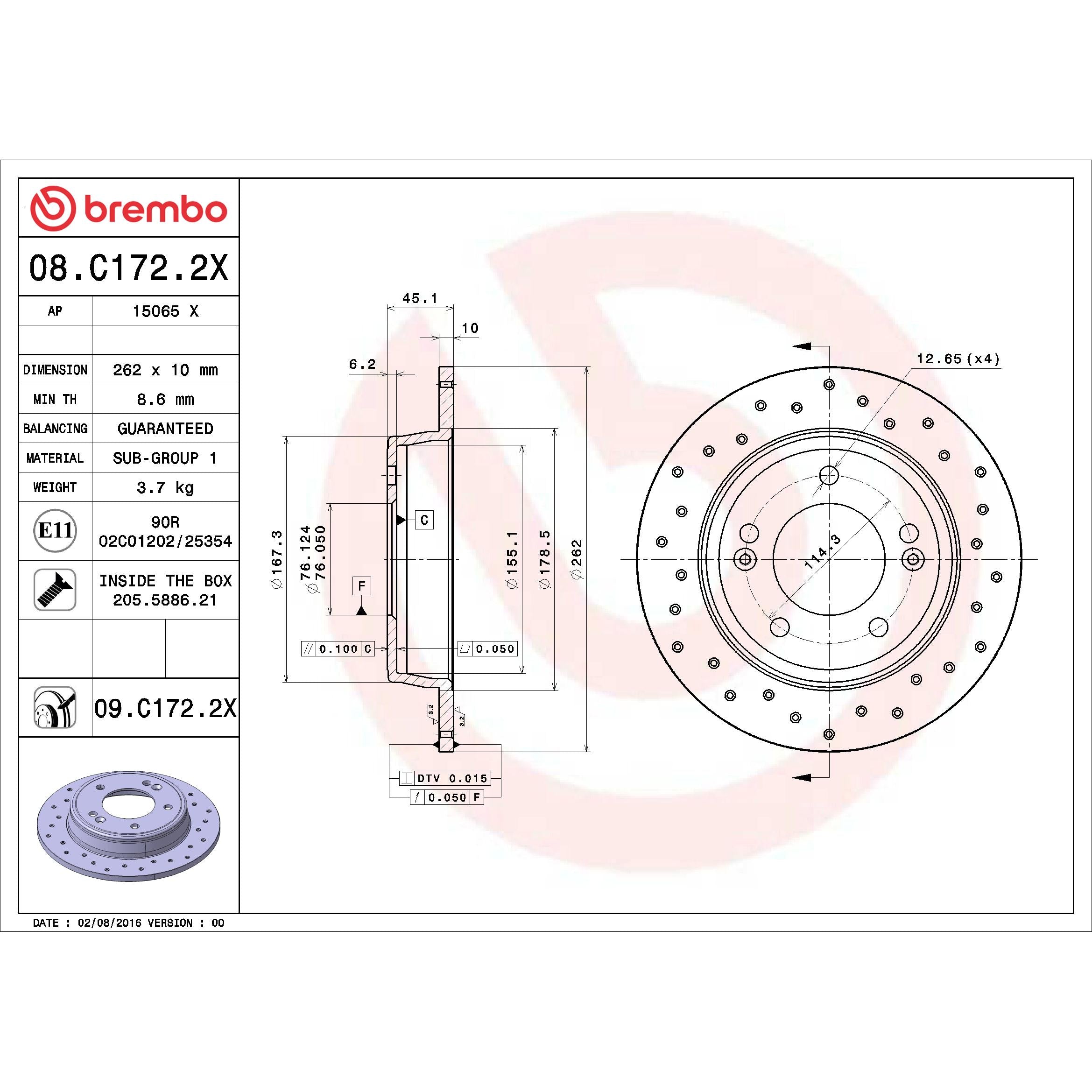 Brembo Disc Brake Rotor 08.C172.2X