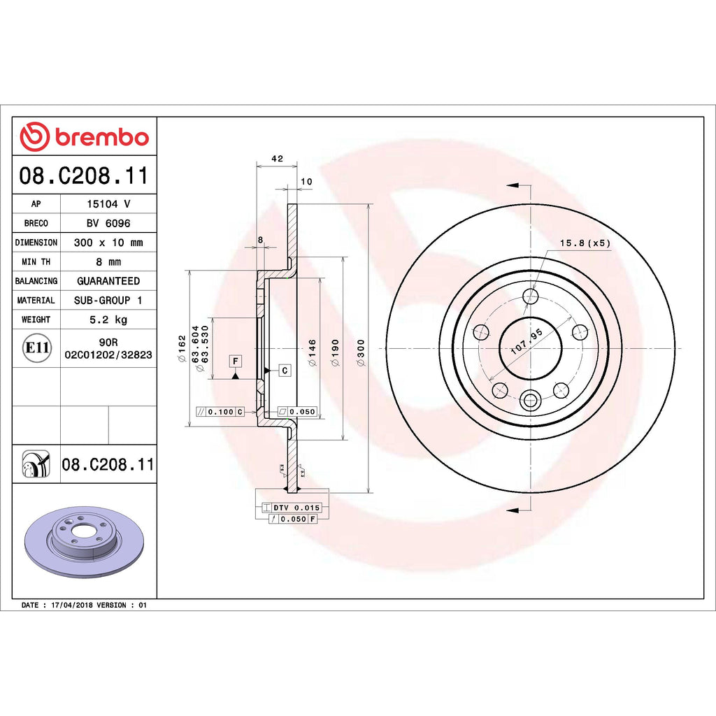 Brembo Disc Brake Rotor 08.C208.11