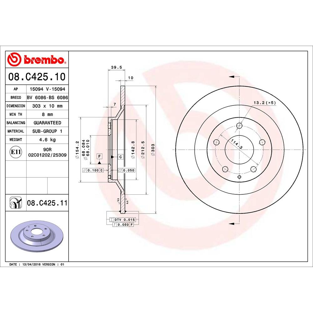 Brembo Disc Brake Rotor 08.C425.11