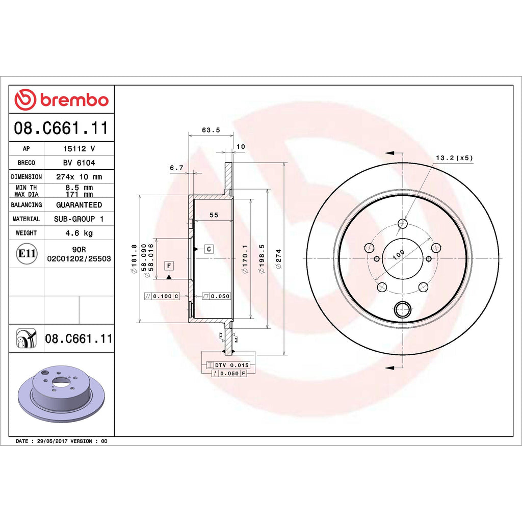 Brembo Disc Brake Rotor 08.C661.11