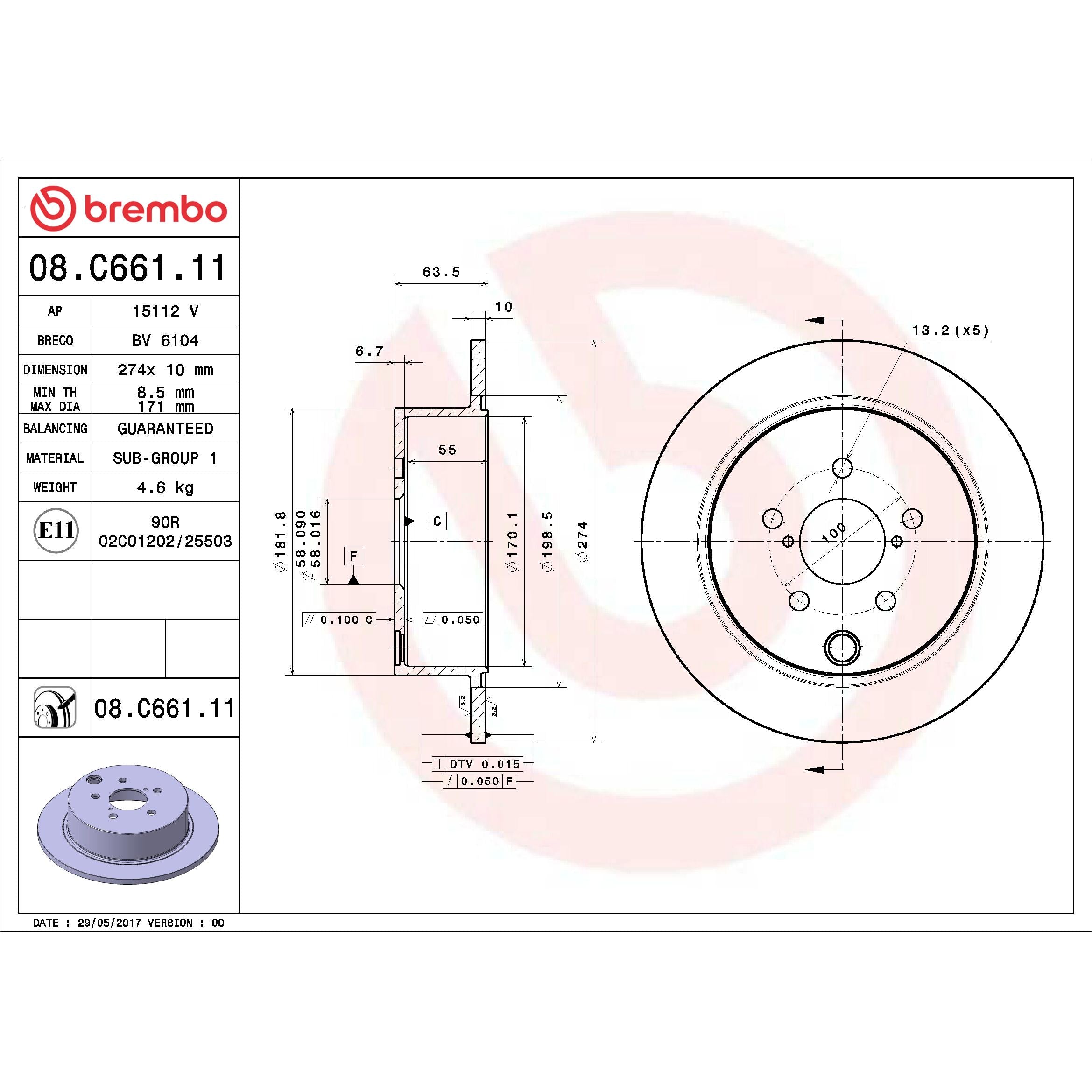 Brembo Disc Brake Rotor 08.C661.11