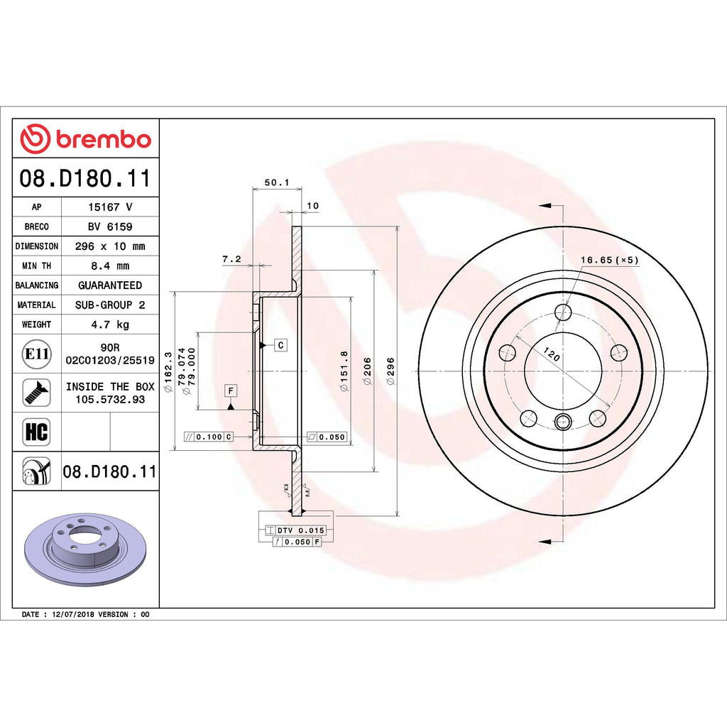 Brembo Disc Brake Rotor 08.D180.11