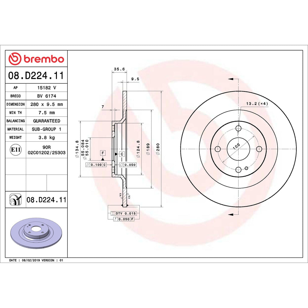Brembo Disc Brake Rotor 08.D224.11