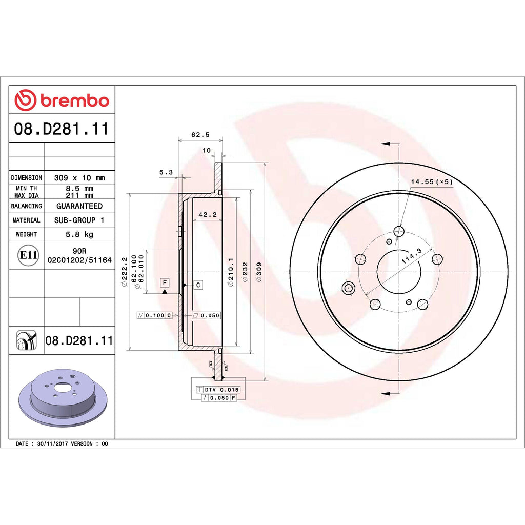 Brembo Disc Brake Rotor 08.D281.11