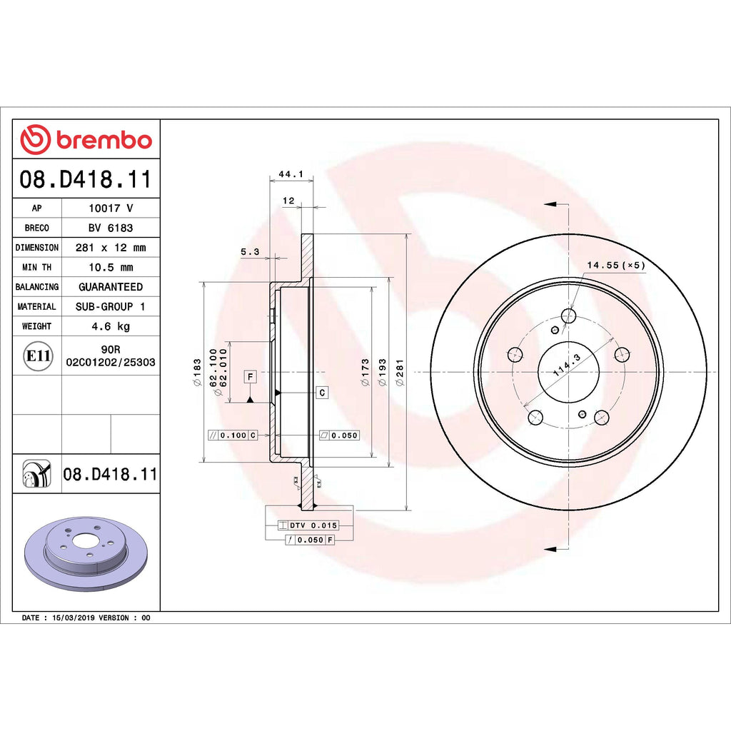 Brembo Disc Brake Rotor 08.D418.11